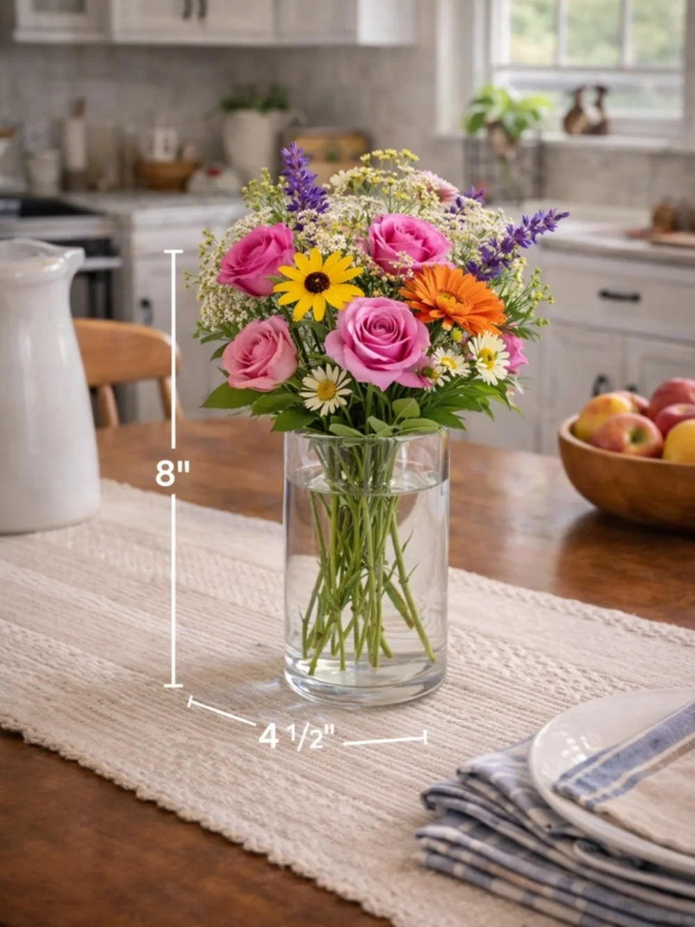 Glass Cylinder Vase 8” x 4-1/2”